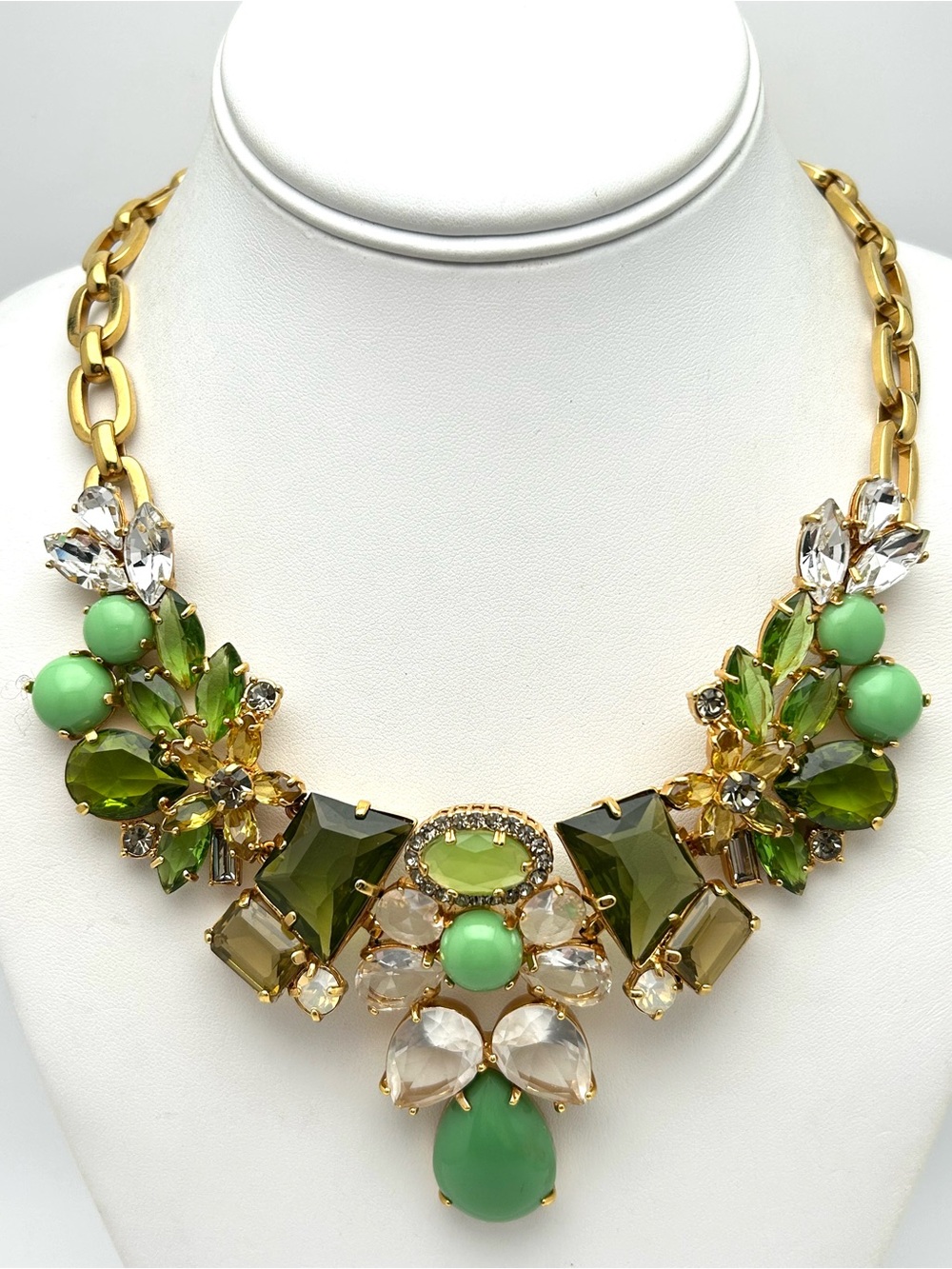 J. Crew Green Jeweled Necklace
